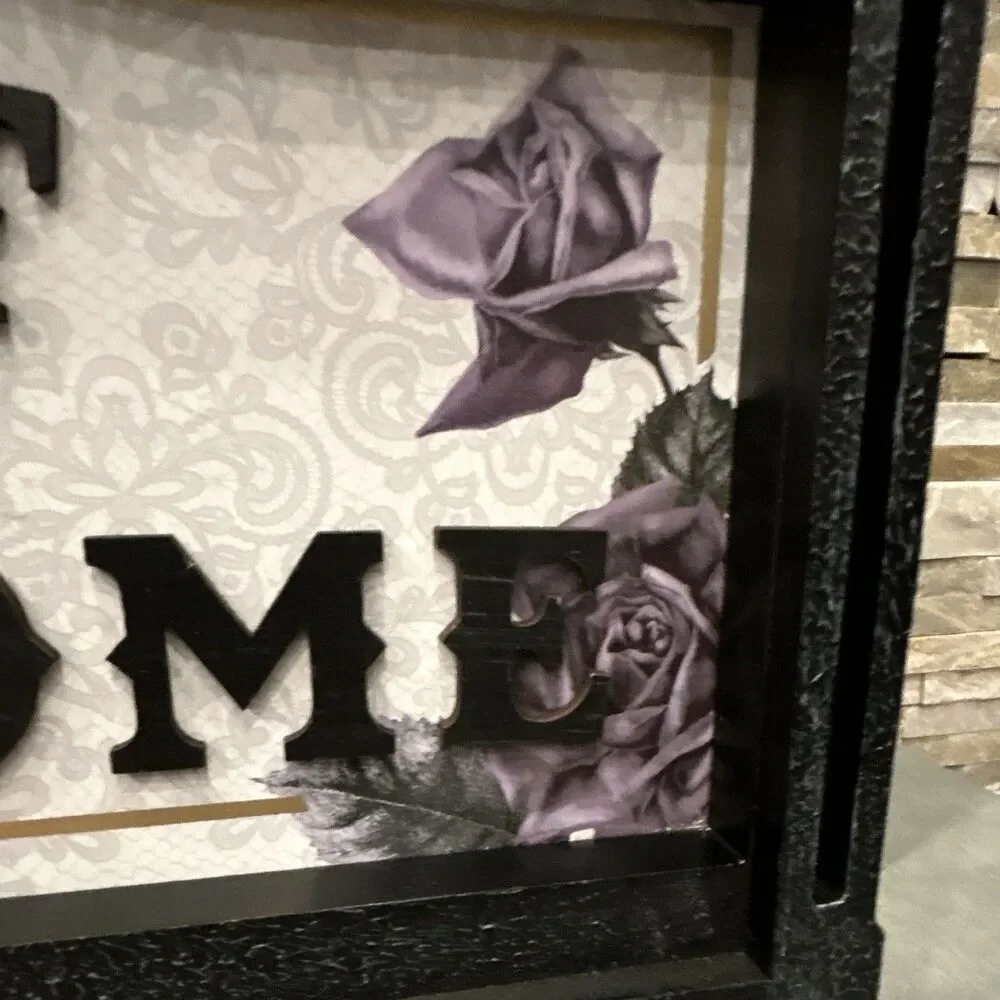 Ashland Halloween Home Sweet Haunted Home Wall Plaque Sign 24x10 in Black/Purple